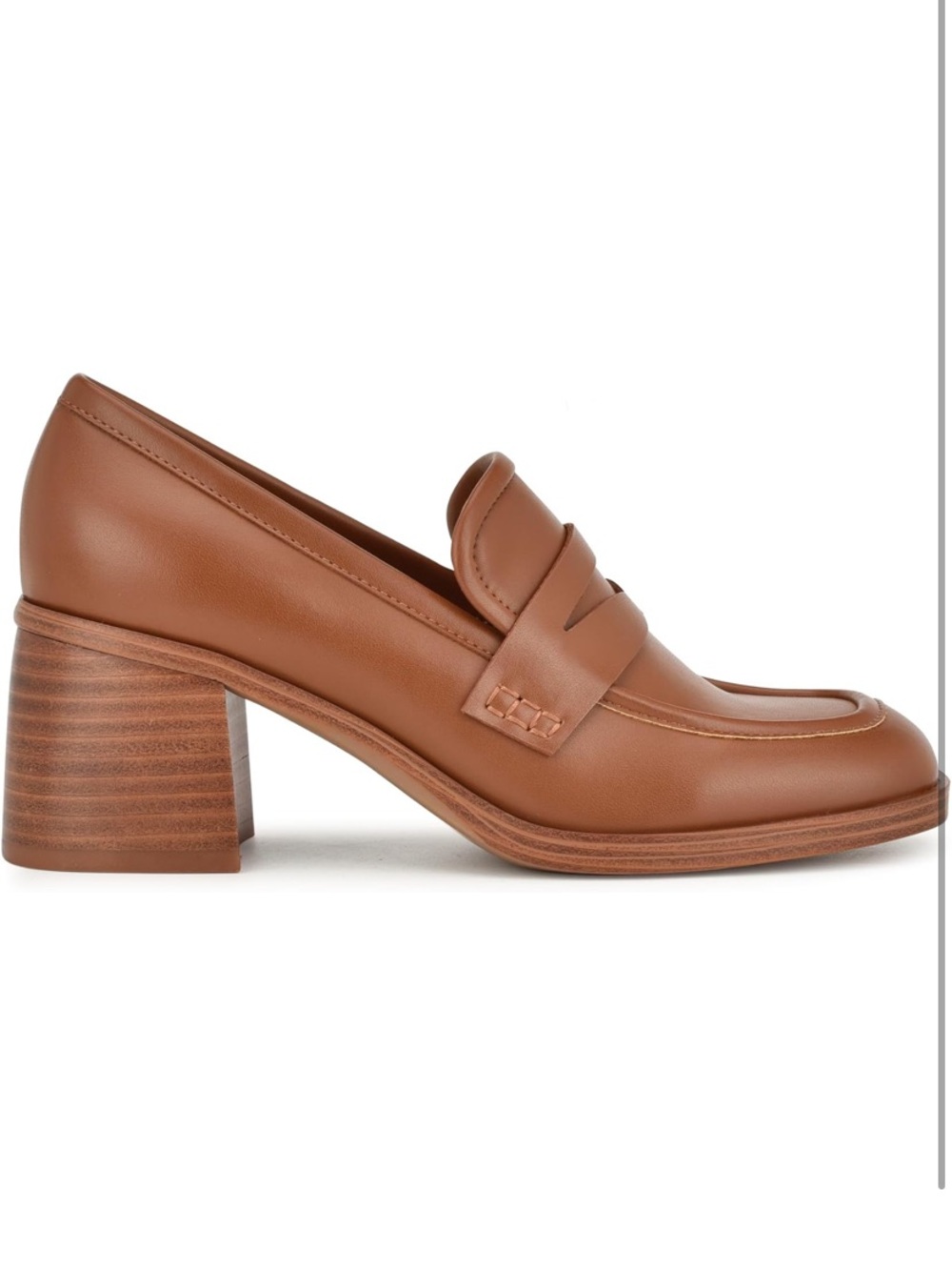 Nine West Women's Classic Tan Leather Block Heel Loafer